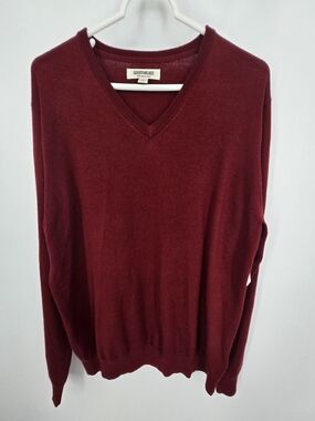 Goodthreads Men's V-Neck Sweater in Burgundy Large NWT 6729